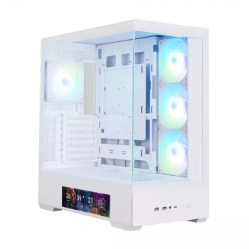 Zalman P40 DS White Mid-Tower PC Case with 4x 140mm ARGB Fans, Tempered Glass Side Panel, Mesh Front Panel, White