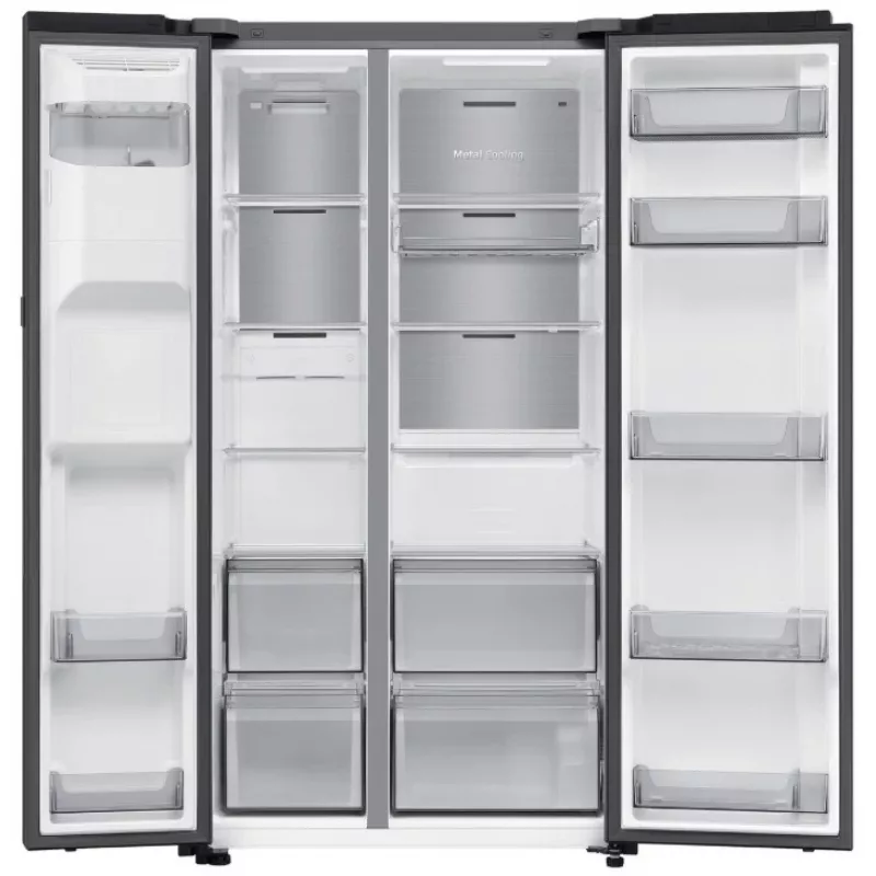 Samsung RS80F64KEFEO American Style Külmik-Sügavkülmik, 615L, Total No Frost, Ühendatud Vee- ja Jääautomaat, Rafineeritud Teras