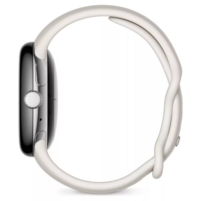 Google Pixel Watch Polished Silver Stainless Steel 41mm Chalk Active Band