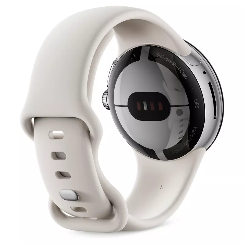 Google Pixel Watch Polished Silver Stainless Steel 41mm Chalk Active Band