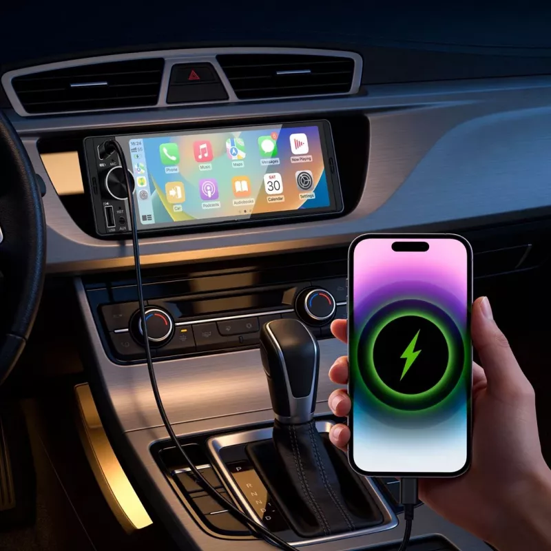 KRUGER & MATZ KM2016 1DIN Auto raadio Apple CarPlay ja Android Auto, 7-tolline LCD puuteekraan, Bluetooth 5.0, FM/AM tuuner, 4x45W