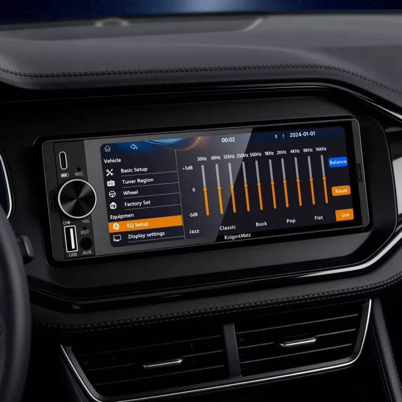KRUGER & MATZ KM2016 1DIN Auto raadio Apple CarPlay ja Android Auto, 7-tolline LCD puuteekraan, Bluetooth 5.0, FM/AM tuuner, 4x45W