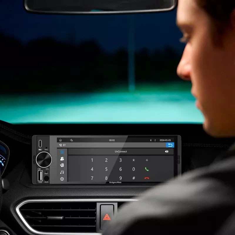 KRUGER & MATZ KM2016 1DIN Auto raadio Apple CarPlay ja Android Auto, 7-tolline LCD puuteekraan, Bluetooth 5.0, FM/AM tuuner, 4x45W