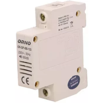 ORNO OR-DP-SB-133 Juhtmega uksekell, DIN-rööpale 1 moodul, 230V AC, 85 dB, valge/hall