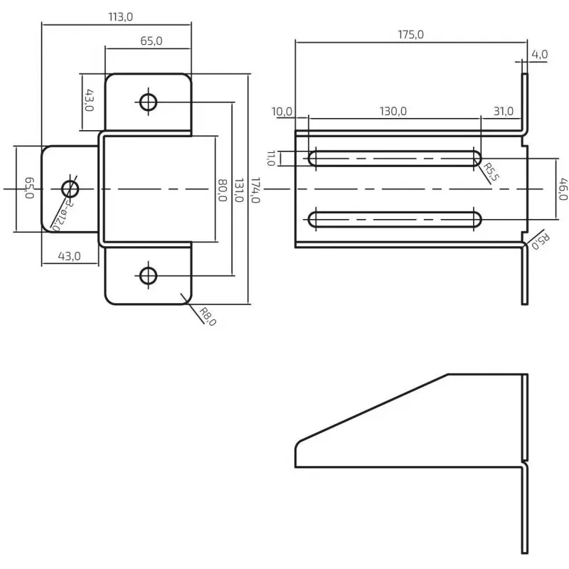 PSG kinnitusklamber ülekäiguseadme hoidikule, must (RAL 9005) 60.013.9005