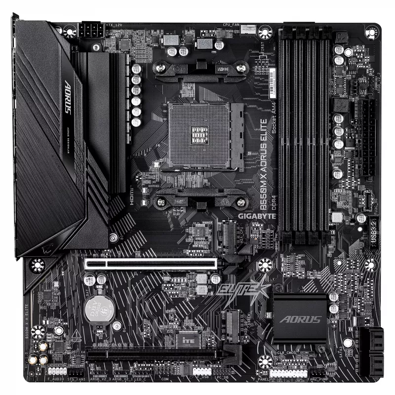 GIGABYTE B550M X AORUS ELITE AM4 Micro-ATX emaplaat, AMD B550, 4x DDR4, HDMI/DP, 2x M.2, 2.5GbE, Wi-Fi 6E
