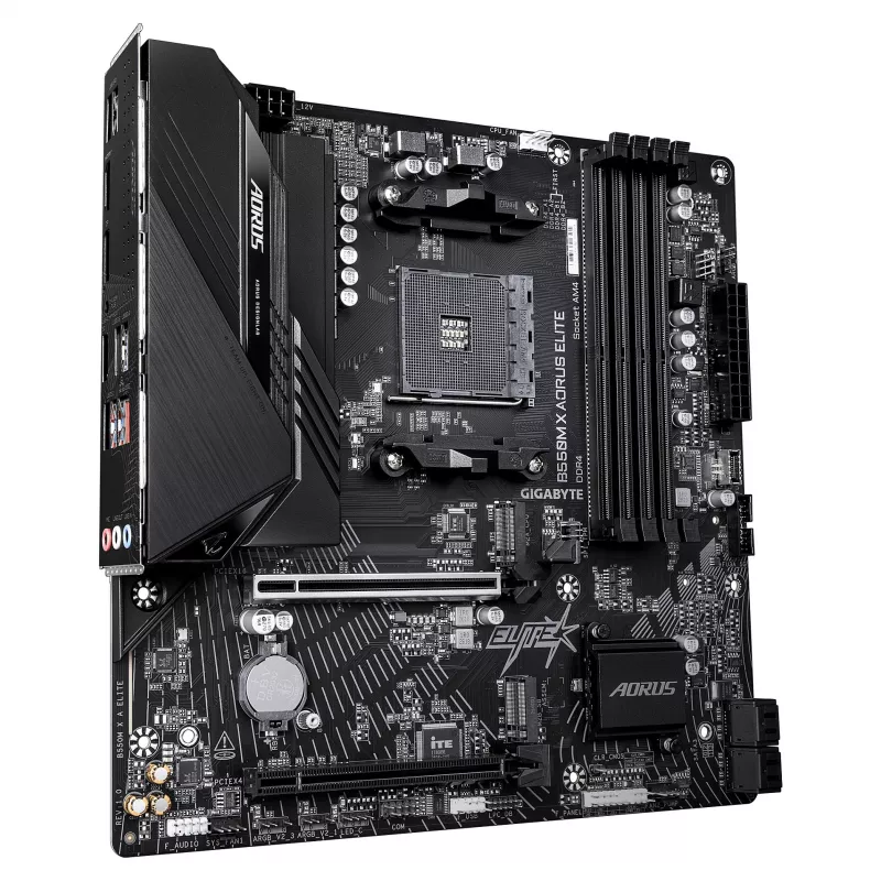 GIGABYTE B550M X AORUS ELITE AM4 Micro-ATX emaplaat, AMD B550, 4x DDR4, HDMI/DP, 2x M.2, 2.5GbE, Wi-Fi 6E