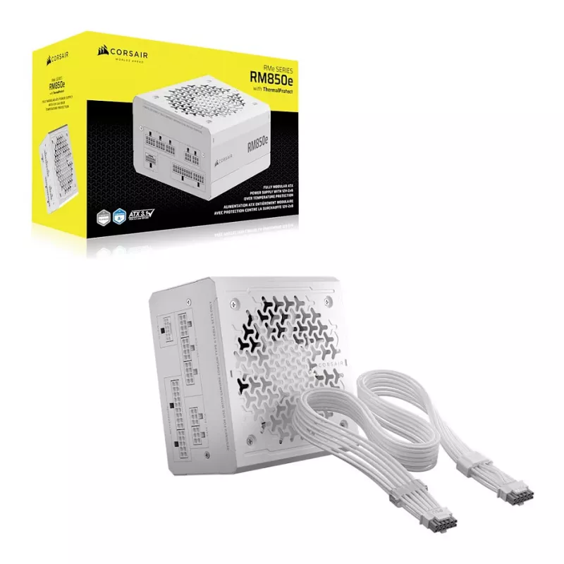CORSAIR RMe White Series RM850e 2026 Cybenetics Platinum sertifitseeritud 850W täismodulaarne ATX toiteplokk