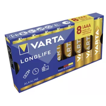 VARTA Longlife AAA LR03 Micro leelispatareid, 8-pakk, 1,5 V, blisterpakend