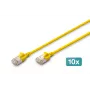 DIGITUS CAT 6A F-FTP õhuke patch-kaabel, 0,3 m, kollane, 10-pakk, LSZH, 10Gbps, 500MHz