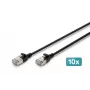 DIGITUS CAT 6A F-FTP õhuke patch-kaabel, 0,5 m, must, 10-pakk, LSZH, 10Gbps, RJ45