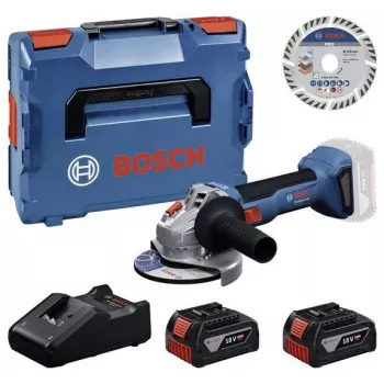 Bosch Professional GWS 18V-11 S juhtmevaba nurklihvija komplekt 2x 4.0Ah akuga, laadija ja L-BOXX