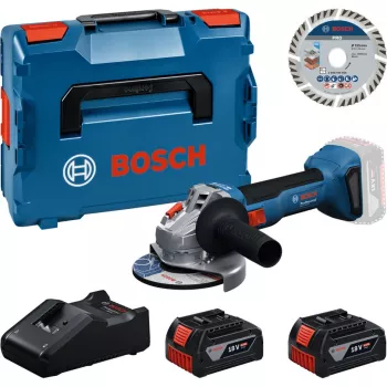 Bosch Professional GWS 18V-11 S juhtmevaba nurklihvija komplekt 2x 4.0Ah akuga, laadija ja L-BOXX