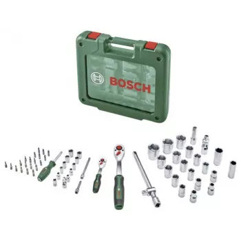 Bosch 60-osaline 1/4 inch ja 1/2 inch pöördemomendi ja pesakomplekt karbiga, max pöördemoment 768 Nm