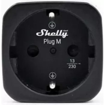 Shelly Plug M Gen3 musta värvi nutikas pistik energiamõõtmisega, 13A, Wi-Fi ja Bluetooth