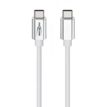 ANSMANN USB-C to USB-C andme- ja laadimiskaabel 1,2 m valge 60W