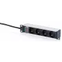 DIGITUS 10 inch Alumiiniumist PDU toitejaotur, 4 Schuko pistikupesa, 16A, 1,5m kaabel, must