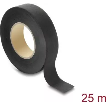 Delock kangasteip 25 m x 19 mm, käsitsi rebitav, isekleepuv, must