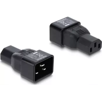 Delock IEC 60320 C20–C13 toiteadapter, isane pistik emasesse pesasse, 10 A, 250 V, sirge, must