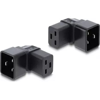 Delock IEC 60320 C20 to C19 toiteadapter, isane-emane, 16 A, 90° nurga all, must