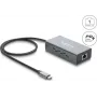 Delock USB Type-C Gigabit Ethernet võrguadapter RJ45 PoE ja USB Power Delivery'ga