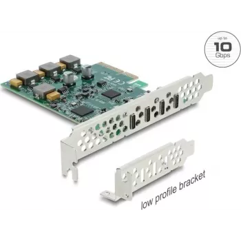 Delock PCI Express x4 kaart 4 x USB Type-C™ 10 Gbps jaoks - madala profiiliga vormitegur