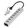 LogiLink USB 3.0 Hub 7x USB-A 2-in-1 ühenduskaabel hõbedane