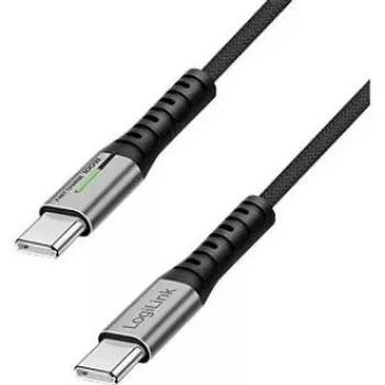 LogiLink USB 2.0 Type-C kaabel 0,3m 480Mbps 100W PD punutud LED-iga must