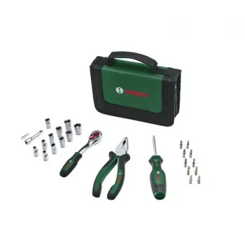 Bosch algaja tööriistakomplekt, 26-osaline (roheline/must, tekstiilist tõmblukuga ümbrises)