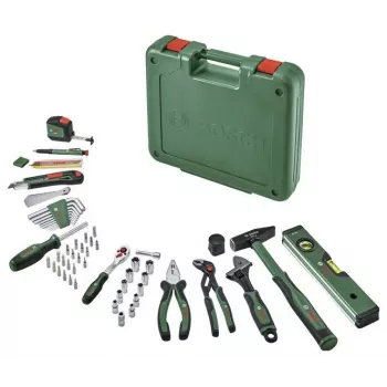 Bosch 63-osaline käsitööriistade komplekt rohelises tööriistakastis