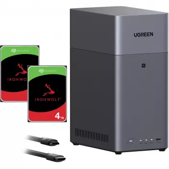 UGREEN DH2300 komplekt koos 2x Seagate IronWolf NAS 4TB CMR (must)