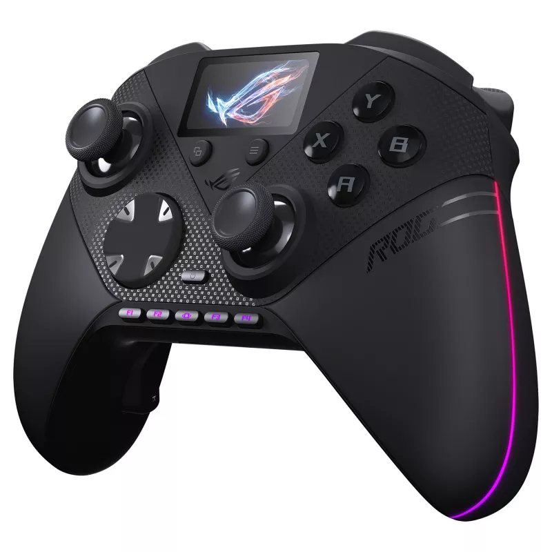 ASUS ROG Raikiri II Pro PC-mängukontroller - kolme režiimiga (USB-C, 2.4GHz RF, Bluetooth 5.0), OLED-ekraan, 4 programmeeritavat päästikut, ESS DAC, must