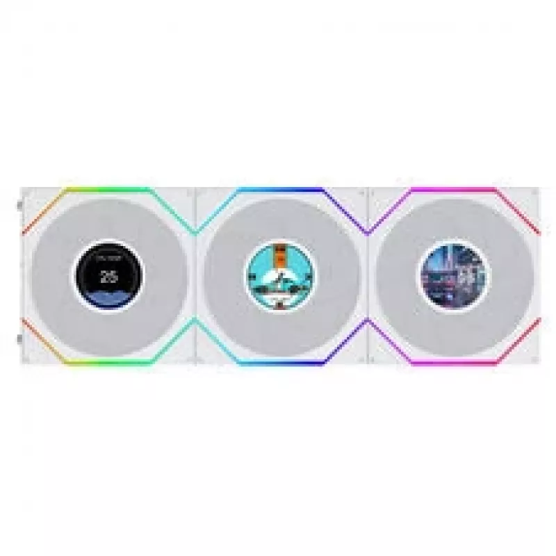 Lian Li UNI FAN TL120 LCD FLEX Wireless ARGB Reverse 3-Pack Valge 120mm korpusventilaator