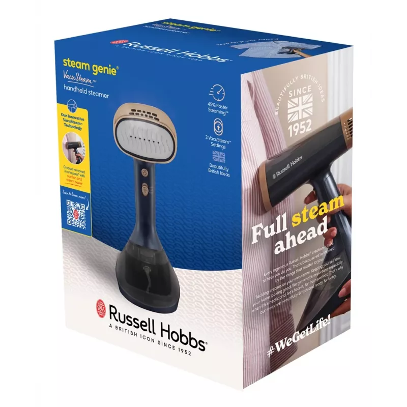 Russell Hobbs Steam Genie VacuSteam käeshoitav riieteauruti 28550-56 – 1800 W, 200 ml, valge/sinine