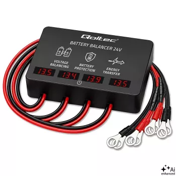 Qoltec 48V akude tasakaalustaja 4 x 12V akudele | 10A | AGM GEL LiFePO4 | LED