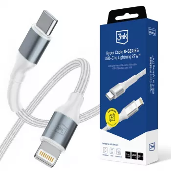3mk Hyper Cable N-SERIES USB-C to Lightning 3m PD 3.0 9V/3A 27W Valge