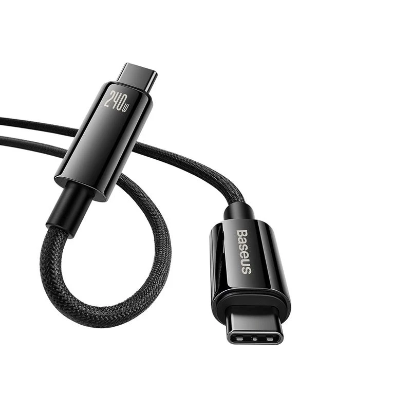 Baseus Tungsten Gold USB-C - USB-C 240W kiirlaadimiskaabel 1m must