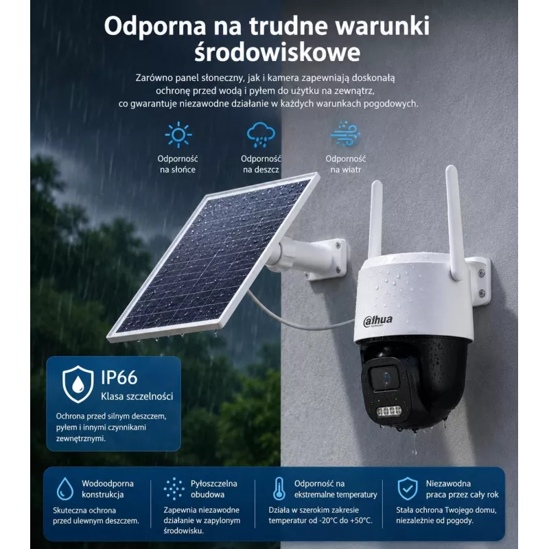 DAHUA BP5E 5MP päikeseenergial töötav 4G LTE pööratav ja kallutatav turvakaamera värvilise öövaatlusega