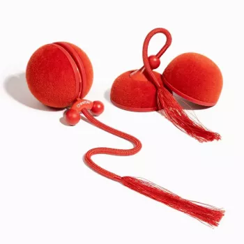 Cheerble WICKED BALL DUO2-VINTAGE RED Smart interaktiivne lemmikloomamänguasi, 2 palli, USB-C laadimine, IP65 veekindel, 3 mängurežiimi, kassidele ja väikestele koertele