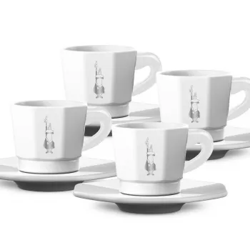 Bialetti RTATZ402 Espresso tassikomplekt, 4 tükki, valge portselan, 75 ml