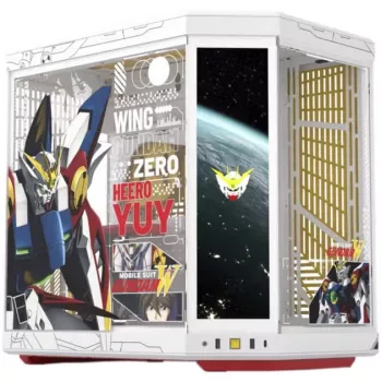 HYTE Y70 Touch Infinite Gundam Wing Edition Mid-Tower korpus, kahekordne karastatud klaas, 4K puuteekraan, valge
