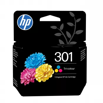 HP 301 kolmevärviline originaal tindikassett (tsüaan, magentapunane, kollane) - standardne saagis