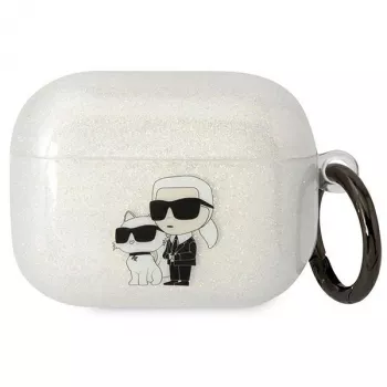 Karl Lagerfeld KLAPHNKCTGT AirPods Pro kate läbipaistev sädelev Karl & Choupette