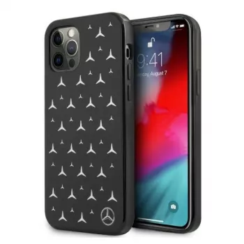 Mercedes-Benz iPhone 12 Pro Max kõva kate Hõbedaste tähtede mustriga must