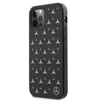 Mercedes-Benz iPhone 12 Pro Max kõva kate Hõbedaste tähtede mustriga must
