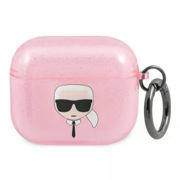 Karl Lagerfeld KLA3UKHGP Glitter Karl's Head AirPods 3 kate - Roosa
