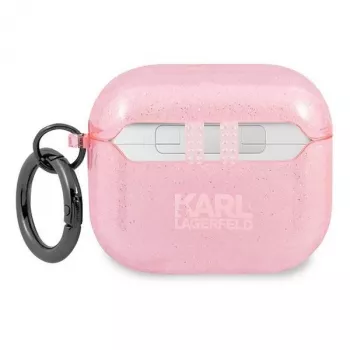 Karl Lagerfeld KLA3UKHGP Glitter Karl's Head AirPods 3 kate - Roosa