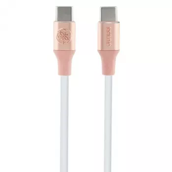 GUESS GUCCLALRGDP USB-C to USB-C kiirlaadimiskaabel 1,5 m roosa reljeefse logoga