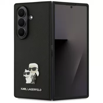 Karl Lagerfeld Saffiano Karl & Choupette Pin Case Samsung Galaxy Z Fold7 jaoks – must