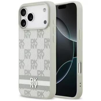 DKNY ruuduline trükitud triipudega ümbris iPhone 17 Pro Max - beež
